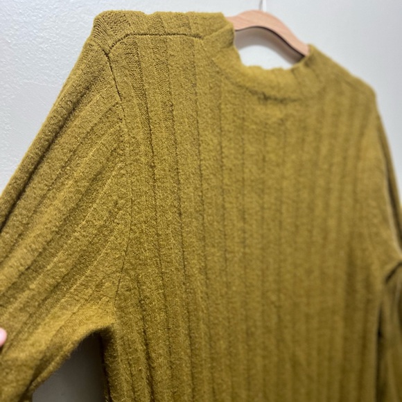 Women's Long Sleeve Rib-Knit Sweater Dress-Olive, L - Picture 8 of 8
